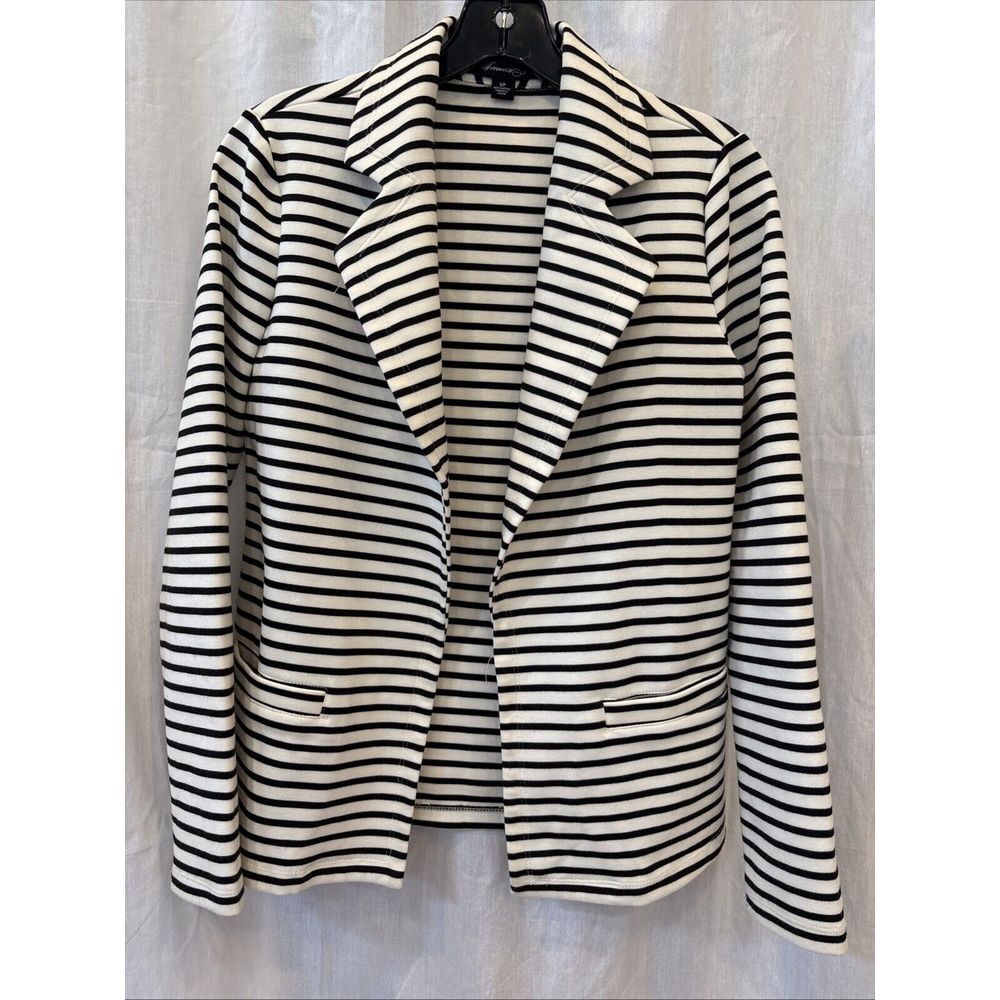 Forever 21 Black‎ White Stripe Stretch Blazer Jacket Small
